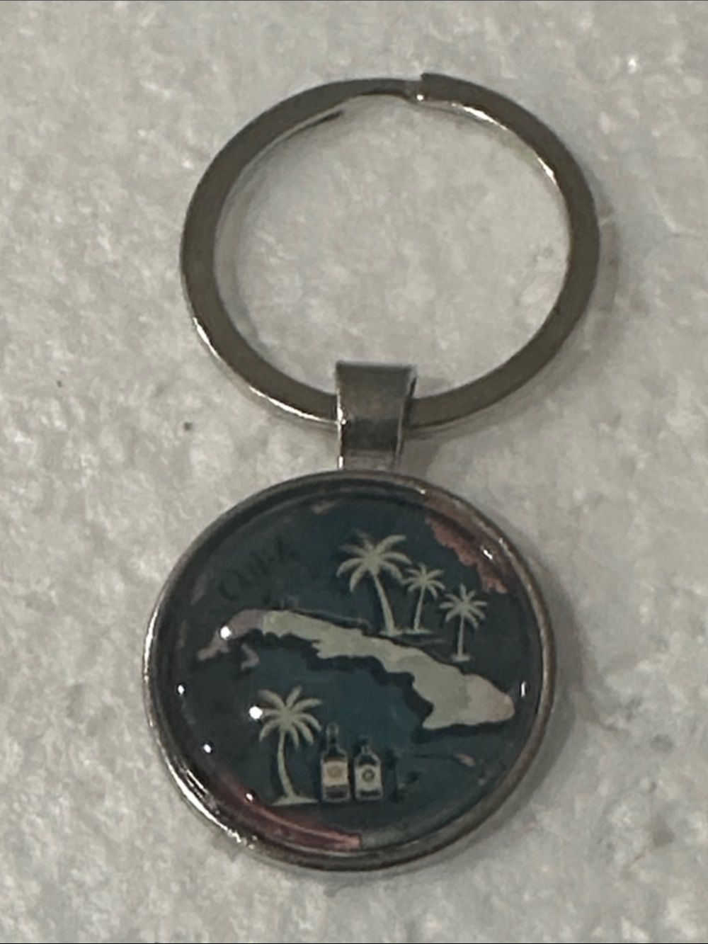 Island of Cuba Palm Keychain in Teal and Silver